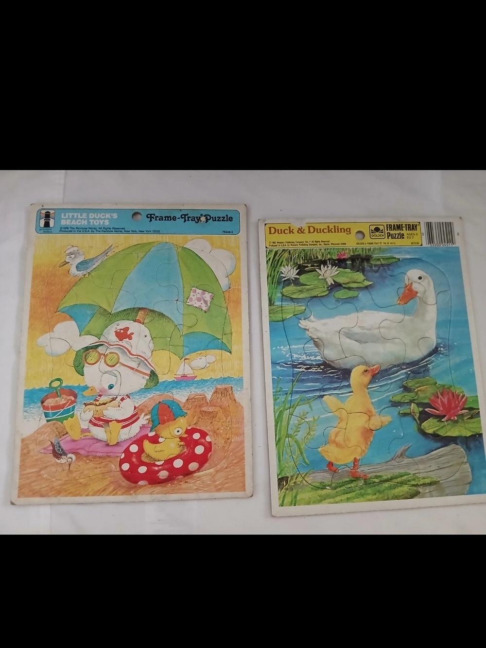 The Rainbow Works Vintage 1979 Little Duck’s Beach Toys Frame-Tray Puzzle